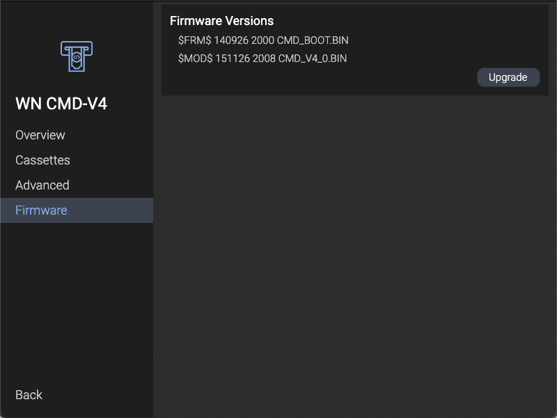 Show Wincor Nixdorf CMD-V4 Firmware Versions